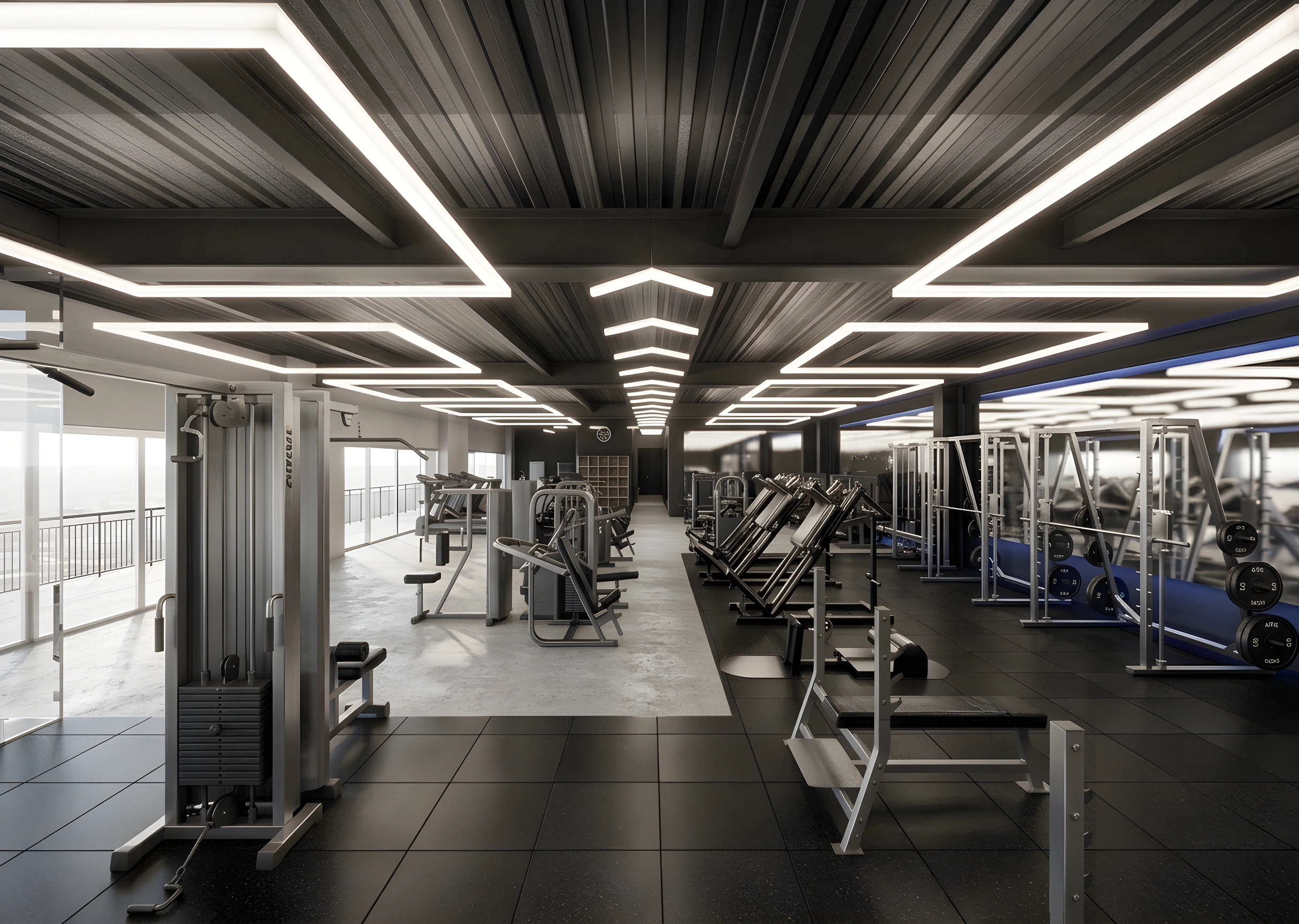 Zona de máquinas de entrenamiento en 7 Fitness Center