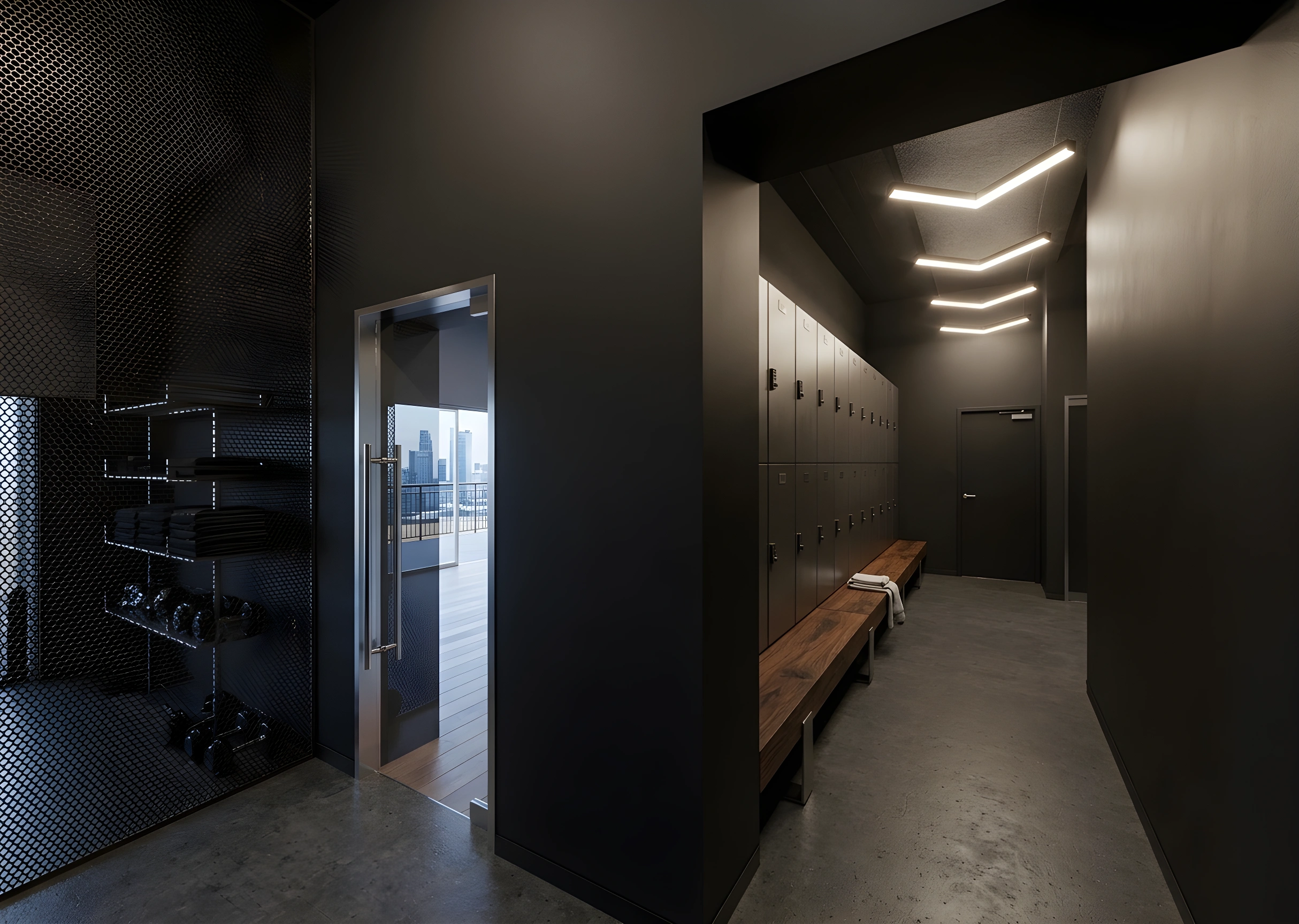 Vestidores con regaderas de agua caliente en 7 Fitness Center